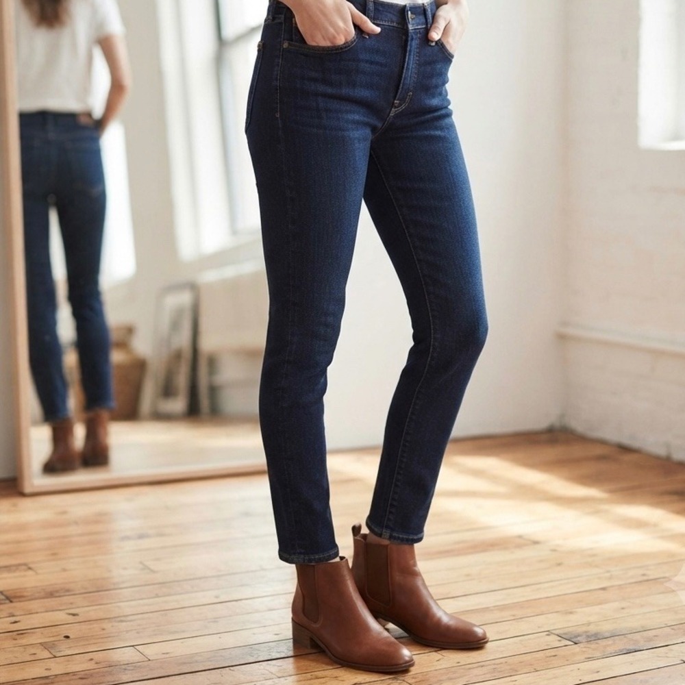 Madewell 9 Inch Mid-Rise Skinny Jeans Dark Wash Blue Size 31 Denim